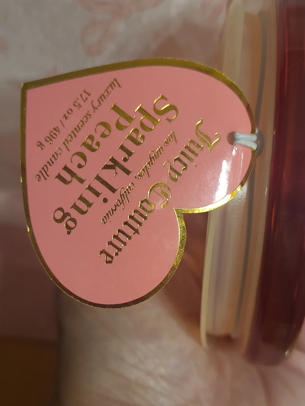Juicy Couture Sparkling Peach Textured Pink-Orange Glass Candle Jar